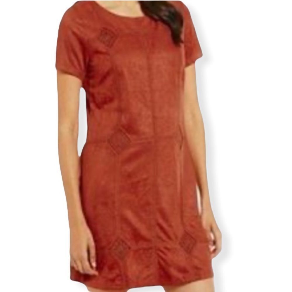 The Impeccable Pig Faux Suede Embroidered Dress